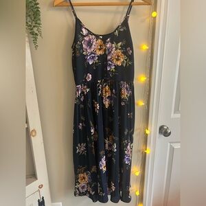 Xhilaration Navy Floral Midi Dress